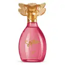 Frasco rosa com tampa dourada em formato de borboleta e rótulo com letras rosa escuro contendo 100ml de colônia infantil Sophie Candy.
