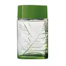 Frasco verde transparente com líquido claro, folhagens em relevo e tampa verde escuro contendo 100ml de desodorante colônia Arbo Puro.