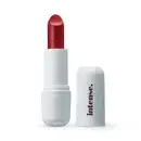 Batom cremoso na cor vermelho 350 da marca Intense, em embalagem toda branca com letras pretas na tampa.