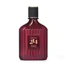 Vidro ondulado na cor vinho em formato quadrado com tampa preta e letras douradas no rótulo contendo 90ml de Eau de Parfum Botica 214 African Sunrise Fougére Amadeirado.