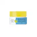 Pote branco com tampa amarela e rótulo azul com bananas amarelas ilustradas contendo 80g de creme hidratante facial Cuide-se Bem Feira Banana.