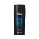 Frasco preto com detalhes azuis e letras brancas contendo 250ml de shampoo e condicionador 2 em 1 da marca Men.