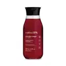 Frasco transparente com liquido vermelho escuro, tampa preta e rótulo em letras brancas e douradas contendo 250ml de sabonete líquido da arca Nativa SPA Cereja Rouge.