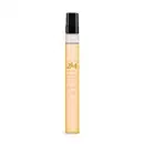 Vidro transparente cilíndrico com tampa preta e líquido rosado contendo 10ml de Eau De Parfum Botica 214 Sevilla Dorada Floral Frutal.