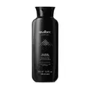 Frasco preto com letras brancas e detalhes cinza contendo 250ml de shampoo antiqueda Malbec Cabelos.