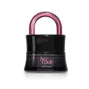 Vidro preto em formato de cadeado com arco e letras na cor rosa metalizado contendo 50ml de Eau de Parfum Her Code Touch.