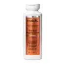 Frasco branco de shampoo da marca Match Nutrição Regeneradora, com rótulo laranja e informações sobre óleos fortalecedores e fito adaptógenos em letras brancas e pretas. Também há detalhes em dourado e a tampa do produto é branca.