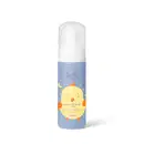 Frasco de espuma de banho da linha Boti Baby, com embalagem branca e azul claro, apresentando um desenho de um pintinho amarelo sorridente e texto em português.