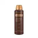 Frasco marrom com tampa e letras douradas contendo 75g/125ml de desodorante antitranspirante aerossol da marca Uomini.