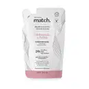 Refil de condicionador Match Hidratação e Brilho em sachê de 250ml nas cores rosa e branca com letras pretas.
