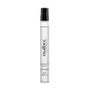 Imagem de frasco cilíndrico de vidro transparente com tampa preta, contendo desodorante colônia da marca Malbec Black Legend, com rótulo em letras pretas legíveis. A embalagem traz 10ml de produto da fragrância.