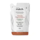 Imagem de um refil em sachê branco com detalhe laranja e letras pretas contendo 250ml de condicionador da marca Match. Nutrição Regeneradora.