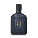 Imagem do frasco de Eau de Parfum da marca Botica 214, com design escuro e texturizado, rótulo dourado com o nome da fragrância "Verano en Firenze". O frasco possui um design elegante e sofisticado, com uma tampa preta e detalhes dourados.