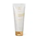 Imagem de um frasco branco com tampa e rótulo dourados da linha L'eau de Lily Blanche, contendo 200ml de creme de banho acetinado.