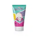 Imagem de uma embalagem de loção hidratante corporal da marca Sophie Spider-Gwen, em formato de bisnaga com cores predominantes de verde, roxo e amarelo, com ilustração da personagem e texto legível no rótulo. O produto contém 120ml.