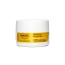 Imagem de um pote branco com rótulo amarelo e tampa branca da marca Match, contendo máscara capilar de nutrição profunda, com informações sobre o produto em letras brancas e pretas. A embalagem contém 70g.