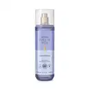 Frasco de vidro transparente com spray dourado contendo item de perfumaria da marca Cuide-se bem, com rótulo roxo e texto "Lavandinha" em letras brancas.