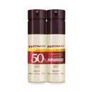 Dois frascos de item de perfumaria da marca Portinari, com tampa marrom escura e parte inferior bege, exibindo promoção de compre 2 e ganhe 50% de desconto na segunda unidade.