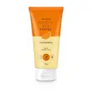 Tubo de gel de limpeza facial da linha Cuide-se Bem, com embalagem laranja e amarela, exibindo o nome "Tangerina" e informações sobre ser vegano e livre de crueldade animal.