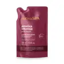 Embalagem de refil de creme perfumado desodorante da marca Nativa SPA, na cor vinho, com texto em dourado indicando "ameixa intensa" e "plum intense".