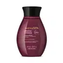 Frasco de item de perfumaria da marca Nativa SPA, com formato cilíndrico e tampa preta, em cor vinho escuro, com rótulo destacando "Ameixa Intensa" e informações sobre óleo de quinoa.