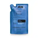 Embalagem flexível em plástico azul. Rótulo com Siàge Hair-Plastia Máscara Capilar Hialurônica em destaque com letras brancas. Logotipo da marca Eudora no centro superior da embalagem do refil.