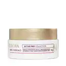 Embalagem tipo pote do Creme hidratante facial uniformizado. embalagem branca, redonda, com tampa de rosquear na cor dourada, rótulo em tons de dourado, bordô e vermelho em fundo branco, 50g do produto.