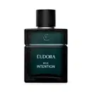 O produto apresentado é um frasco do Desodorante Colônia, "Bold Intention". Possui um design moderno e elegante, com uma tonalidade escura predominante. O recipiente tem um formato retangular, conferindo um aspecto sofisticado