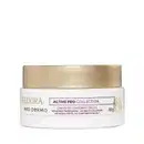 O produto apresentado é um creme de contorno facial da linha Neo Dermo da marca Eudora. A embalagem é um pote branco com uma tampa dourada
.