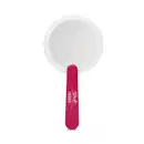 O produto apresentado é um espelho de mão da marca Niina Secrets. Possui um formato circular com um acabamento branco. O cabo do espelho é de cor rosa vibrante, com o nome da marca impresso em letras brancas.