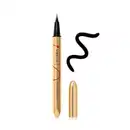 Caneta delineadora preta com ponta fina em embalagem dourada da marca Eudora. O produto possui um design elegante e minimalista, com o nome da marca destacado em vermelho.