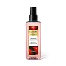 Frasco com pulverizador da marca Eudora, na cor rosa, contendo 200 ml de produto com rótulo indicando o nome "Morango Irresistível" e a descrição "Body Splash Desodorante Colônia".