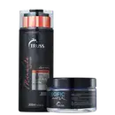 Na imagem um frasco de shampoo da Linha Miracle Summer de 300ml. Ao lado uma máscara capilar Specific de 180g. Ambos estão em embalagens pretas.