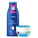 Kit NIVEA Milk + Facial 5 em 1, 2 produtos.
