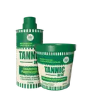 Produtos da marca Lola From Rio: um frasco verde de shampoo purificante e um pote verde de máscara fortificante, ambos com rótulos destacando o "Protocolo de Longevidade Capilar" e a linha "Tannic Acid".