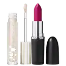 Kit M·A·C MACximal Satin Popstar Pink + Lipglass Airshine Frosting, 2 produtos.