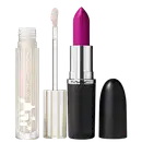 Kit M·A·C MACximal Satin Violet Vapor + Lipglass Airshine Frosting, 2 produtos.