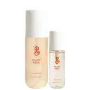 Dois frascos GE Beauty Melon Mood body & hair splash: frasco maior 200ml com embalagem branca e líquido bege claro, e frasco menor 100ml com embalagem branca e líquido transparente. Ambos apresentam logo "ge" em vermelho.
