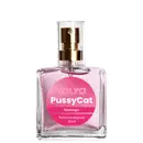 Frasco de perfume Kalya Pussycat, com embalagem de vidro transparente e rótulo rosa com texto em branco. O produto é um perfume Morango com volume de 25ml.