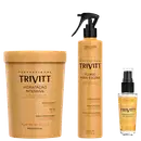 Máscara capilar hidratante de 1kg, fluido protetor térmico de 300ml e reparador de pontas 30ml