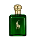 A imagem mostra um frasco de perfume verde, com tampa dourada e a logo da marca no frasco também em dourado.