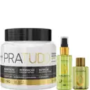 Kit com máscara capilar Pra Tudo e reparadores de pontas Argan, da marca Borabella.