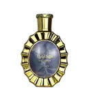 Frasco de perfume dourado com detalhes decorativos, contendo o nome "Victoria" em árabe e em inglês, da marca Lattafa Perfumes.
