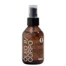 Frasco de spray de 100 ml com rótulo em preto e branco contendo a inscrição "Óleo para Corpo" em destaque.