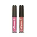 Dois frascos de gloss labial da marca Gloss dos Sonhos Quem Disse, Berenice? em tons de rosa e nude, embalagens transparentes  mostrando a cor do item, tampas pretas e rótulos exibindo o nome da marca. Cada um deles conta com 4ml do produto.