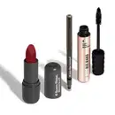Batom Vermelho Cremoso 3,8g + Máscara de Cílios 10g + Lápis Para Olhos Preto.
