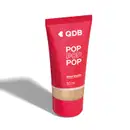 Imagem da base líquida soft matte da marca POP Quem Disse, Berenice? na cor 180Q, em tubo rosa com parte transparente, mostrando a tonalidade do produto, e rótulo com letras brancas. O fundo da imagem é branco com sombreado.