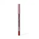 Lápis de boca da marca Nah Cardoso, na cor rosa acinzentado, com embalagem cilíndrica e texto "Soft liner" impresso.