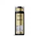Frasco de shampoo da marca Truss Professional, com design em preto e dourado, contendo a inscrição "Stop Damage No Metal" e "Rescue Complex" na embalagem.