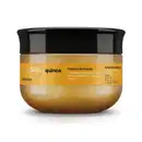 Pote amarelo com tampa preta e letras brancas e pretas contendo 200g de máscara capilar da marca Nativa SPA Quinoa.